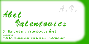 abel valentovics business card