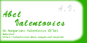 abel valentovics business card